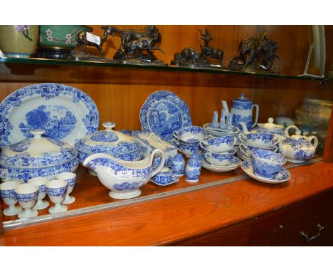 Forty Five Pieces of Copeland Spode; Teapots, Tureens, Cheese Dishes, Plates, etc. Including Italian, Byron and Other Designs