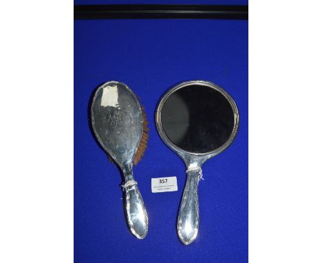 Hallmarked Sterling Silver Dressing Mirror and Brush