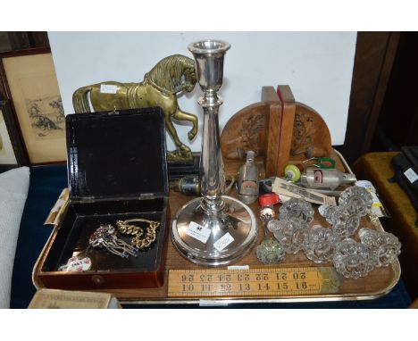 Collectibles Including Book Ends, Table Lamp, Glass Furniture Knobs, etc. 