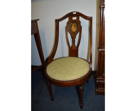 Edwardian Inlaid Bedroom Chair with Inset Panel Featuring Portrait of a Young Lady