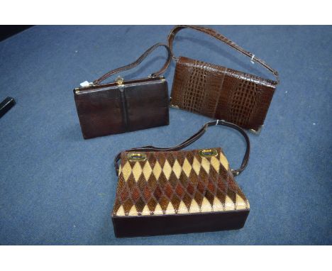 Three Vintage Snakeskin Handbags 