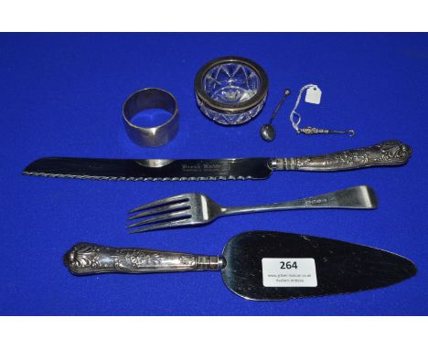 Hallmarked Sterling Silver Cutlery, Mustard Pot, Button Hook, etc. 