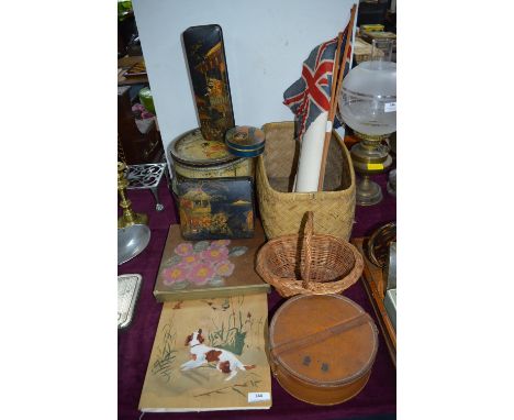 Vintage Tins, Baskets, Lacquered Boxes, etc. 