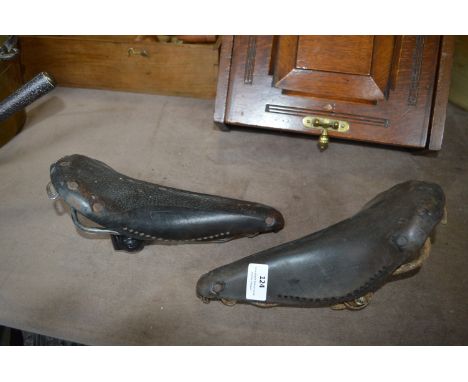 Two Vintage Leather Bicycle Saddles by Brookes &amp; Lycett 