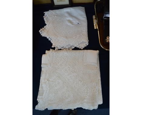 Two Crochet Edged Table Clothes Commemorating The End of the First World War 