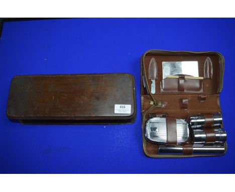 Vintage Wooden Box and a Gentleman's Leather Dressing Case 