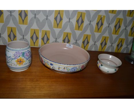 Poole Pottery Dish, Fruit Bowl and Vase 