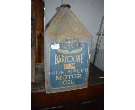 Vintage Bartoline High Speed Motor Oil Can 
