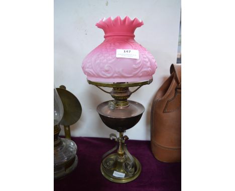 Oil Lamp with Pink Shade 