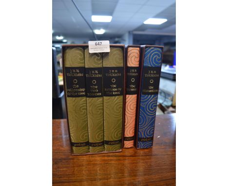 Folio Society J.R.R. Tolkien; Lord of the Rings Box Set, The Hobbit, and The Silmarillion 