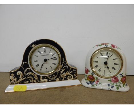 2x Ceramic Mantel Clocks - One Wedgwood 
