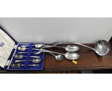 Cased Vintage Cutlery and Punch Ladle 