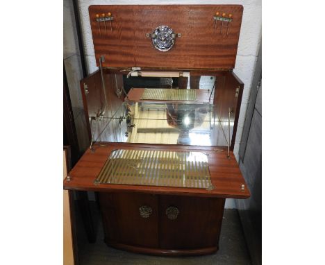 Retro Illuminated Drinks Cabinet with Original Cocktail Sticks and Lemon Squeezer 