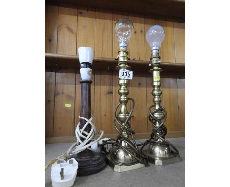 Pair of converted Candle Sticks and Table Lamp 