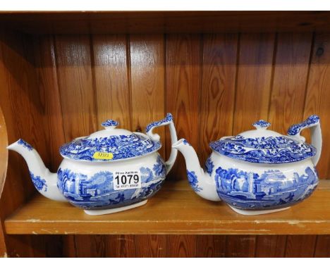 2x Spode Blue and White Tea Pots 