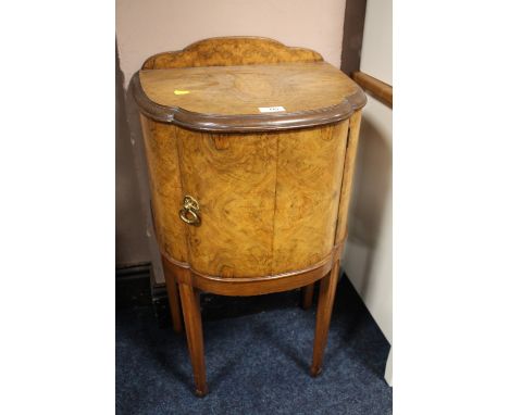 A VINTAGE DECO STYLE WALNUT VENEER POT CUPBOARD - W 46 cm, H 80 cm