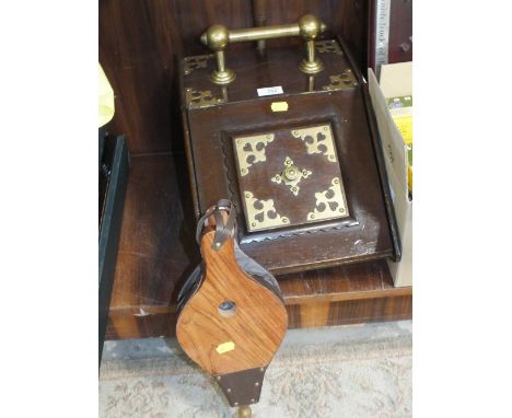 A VINTAGE OAK AND BRASS PURDONIUM&nbsp;PLUS BELLOWS