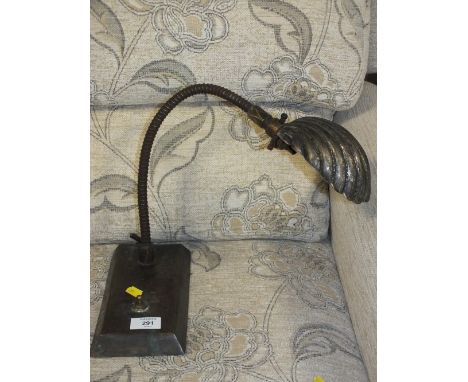 A VINTAGE M.GOULD DESK LAMP WITH WHITE METAL SHELL SHAPED SHADE&nbsp;