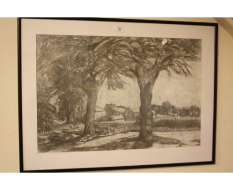 CORRE (XXI) AN ORIGINAL PENCIL SKETCH OF A FRENCH FARMSTEAD