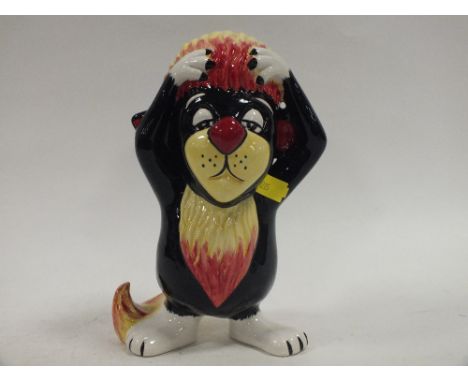 A LORNA BAILEY LARGE CERAMIC CAT FIGURE STAMPED USA TO BASE