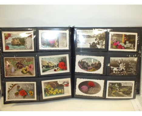 AN ALBUM OF VINTAGE AND ANTIQUE POST CARDS