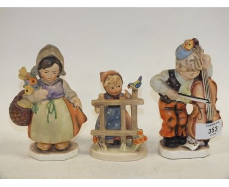 TWO GERMAN FRIEDEL CERAMIC FIGURES TOGETHER WITH A GOEBEL EXAMPLE