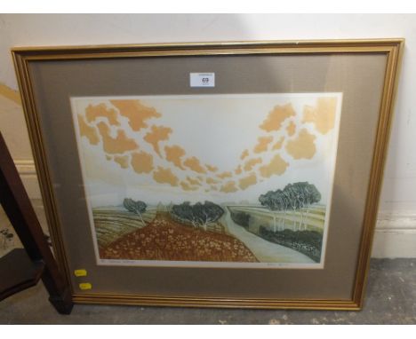 A SIGNED LIMITED EDITION ROBERT BARNES LITHOGRAPH ENTITLED 'EPHEMERAL LANDSCAPE' POSSIBLY AP/100;