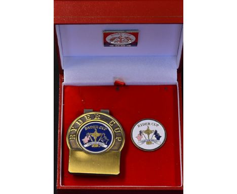 2004 Oakland Hills Official Ryder Cup  enamel badges - to incl unnamed players/official money clip and ball marker in origina