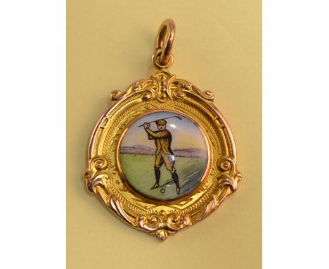 1929 Mapperley Golf Club 9ct gold and enamel winners golf medal - engraved on the reverse "Mapperley Golf Club - Golf Medal-J