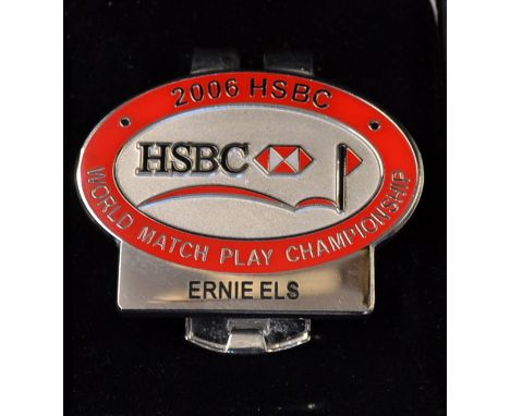Ernie Els - 2006 HSBC World Match Play Golf Championship enamel players money clip badge -- although knocked out in the first