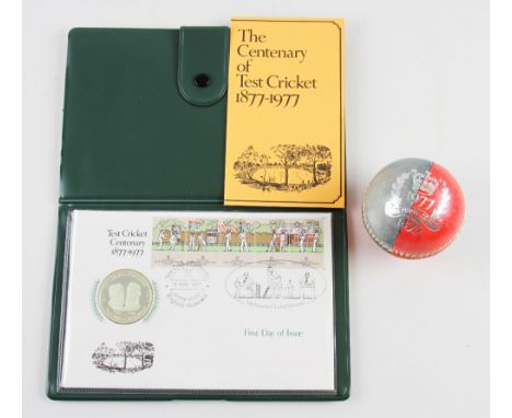 100 Years of Test Cricket between England and Australia 1877-1977 First Day Cover and Silver Medallion limited edition by The