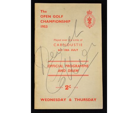 1953 Carnoustie Official Open Golf Championship programme - for the first two rounds held on Wednesday and Thursday c/w draw 