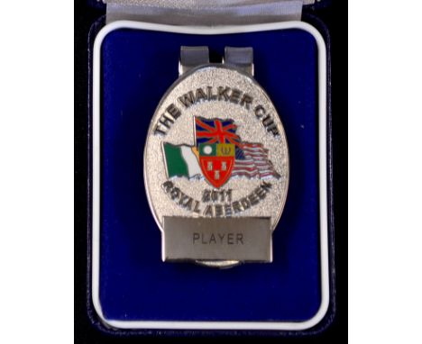 2011 Royal Aberdeen Walker Cup enamel players money clip badge - with Gt. Britain & Ireland winning 14-12 - players incl Jord