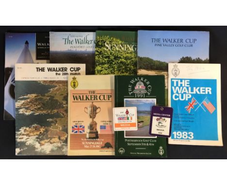 8x Walker Cup Golf programmes and tickets from 1981 to 1993 - complete run to incl Cypress Point '81, Royal Liverpool '83, Pi