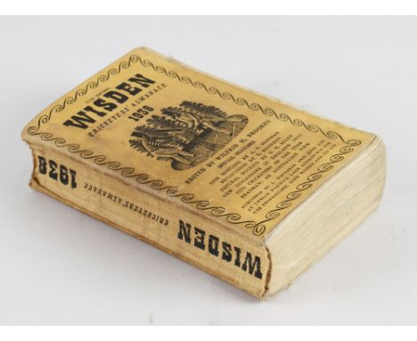 Wisden Cricketers' Almanack 1938 - 75th edition - with cloth covers, light soiling with wear to cover edges, pages appear cle