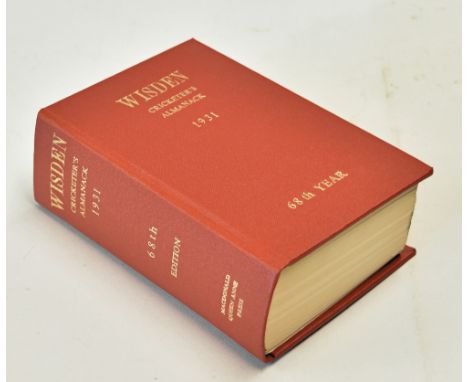 Wisden Cricketers' Almanack 1931 - 68th edition - with wrappers, rebound in brown cloth boards with gilt title to spine, with