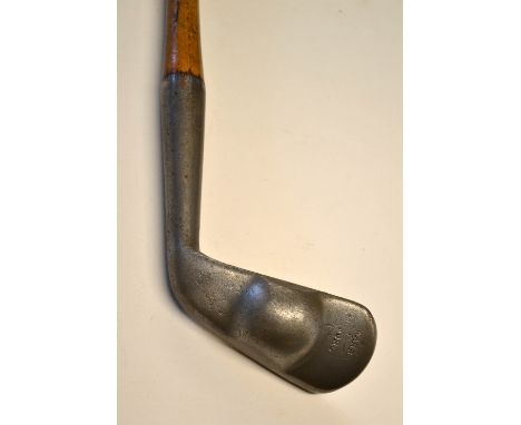 Rare unnamed Spalding "Ball Back Lofting Mashie" c.1897 -  smf lofting iron with a large ball shaped weight to the back of th