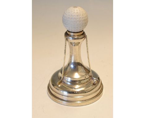 1931 Fine and decorative silver patent golf  table lighter - hallmarked Birmingham and Pat.no 4657/31 silver pedestal mounted