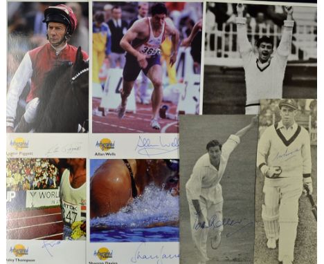 Cricket signature selection to include F. Trueman, K. Miller and Ponsford on magazine cut outs and Autographed editions cards