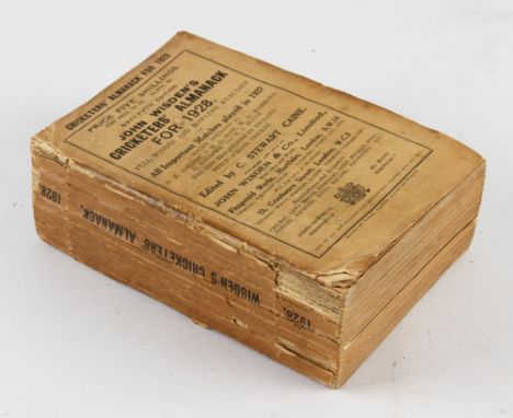 Wisden Cricketers' Almanack 1928 - 65th edition - with wrappers and original photograph, wrappers have discolouring with ligh