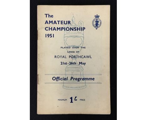 1951 Official Amateur Championship Golf Programme - played at Royal Porthcawl  - the first time the Walker Cup had been playe
