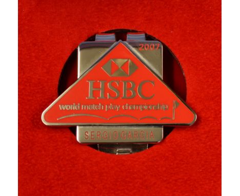 Sergio Garcia  - 2007 HSBC World Match Play Golf Championship enamel players money clip badge -- in original makers case - no