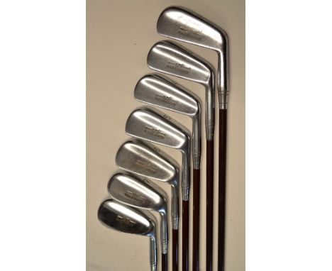 Matching set of 7x Walter Hagen Arrow irons with coated steel shafts - 2-8 irons  c/w Walter Hagen decal transfer labels just