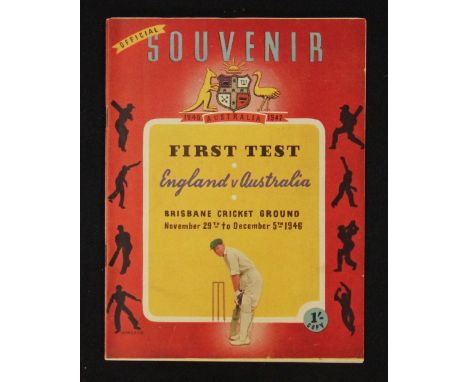 1947 First Test Cricket England v Australia Souvenir Programme played at Brisbane Cricket Ground November 29th to December 5t