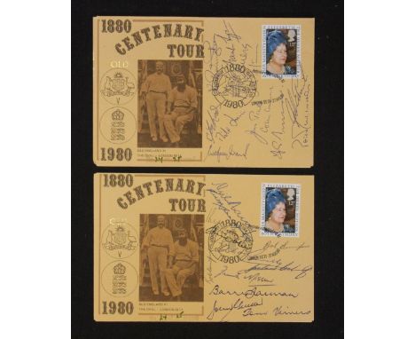 1980 Cricket Centenary Tour Signed First Day Covers one signed by England team and the other Australia including Evans, Truem