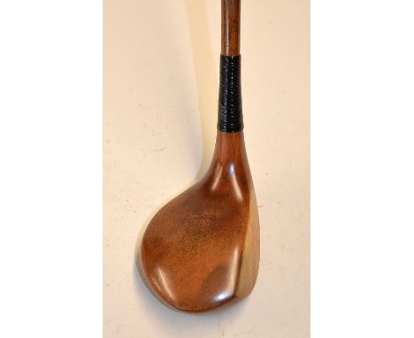 Fine Ted Ray's shallow face light stained persimmon driver - stamp mark visible with full length period replaced hide grip