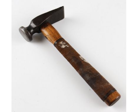 Rare Hand Hammer Guttie Golf ball hammer c.1860- with circular face and wide chisel - fitted with leather sheepskin grip  - s