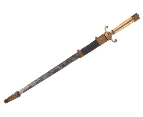 LATE 18TH CENTURY NAVAL DIRK BY CULLUM KING'S CUTLER CHARING CROSS,with tapered blade bearing traces of engraved crest, decor