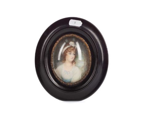 19TH CENTURY ENGLISH SCHOOL,PORTRAIT MINIATURE OF PRINCESS AMELIA,watercolour on ivory, unsigned,framed and under glass,12.4c