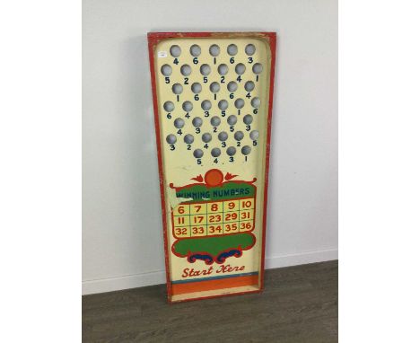 VINTAGE FAIRGROUND HAND PAINTED 'WINNING NUMBERS' GAME BOARD,139cm x 55cm